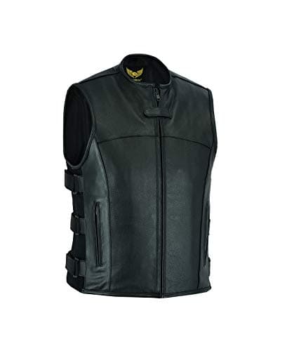Leatherick Męska Skórzana Kamizelka Motocyklowa Warrior