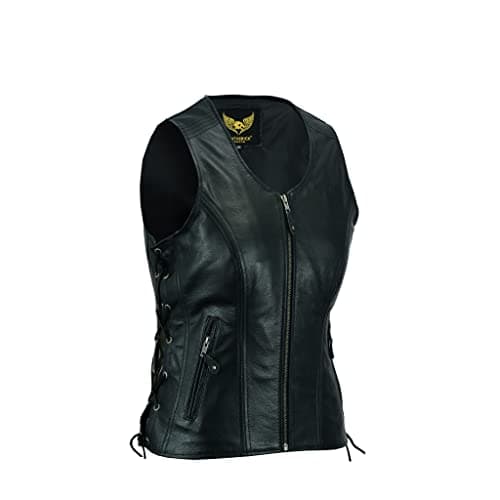 Leatherick Ladies 7 Line Czarna Kamizelka Bawola