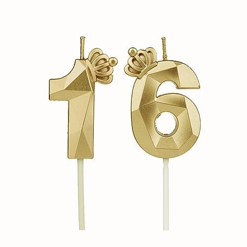 Dtxlx Gold #16 Świeczki Urodzinowe 2 szt.