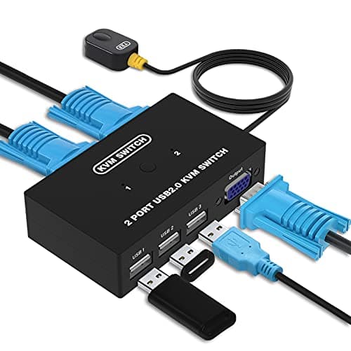 Dgodrt KS202V Przełącznik KVM 2-Portowy USB VGA