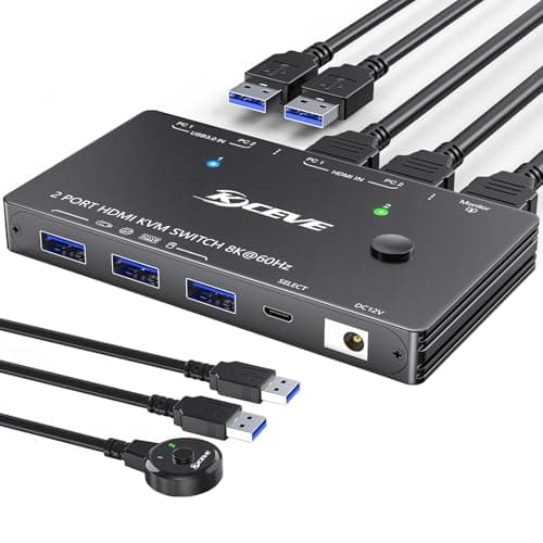 Aoocoo 82012 Przełącznik KVM 8K 2 Komputery