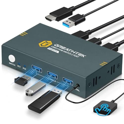 Greatek KVM Przełącznik USB 3.0 HDMI 2-portowy