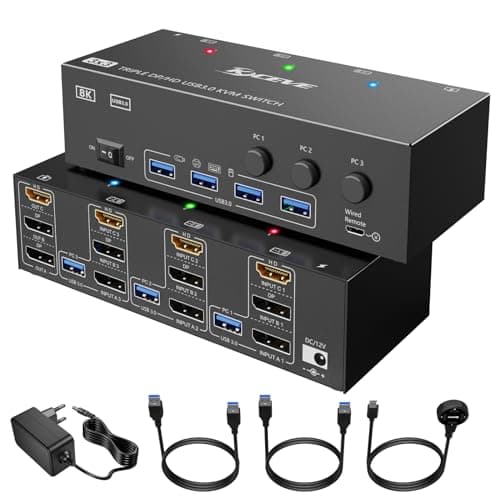 Kceve KCEVE-001A Przełącznik KVM 3 Komputery