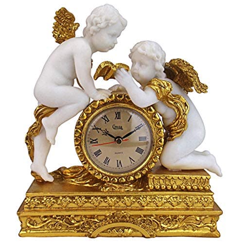 Design Toscano Chateau Carbonne Cherub zegar kominkowy